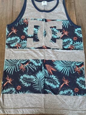 DC Youth Heather Gray Tee with Navy Trim
